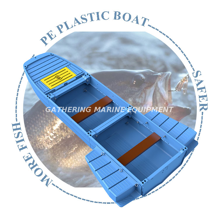Bote de pesca de plástico verde/azul/gris de PE plegable bote de deportes de agua plegable