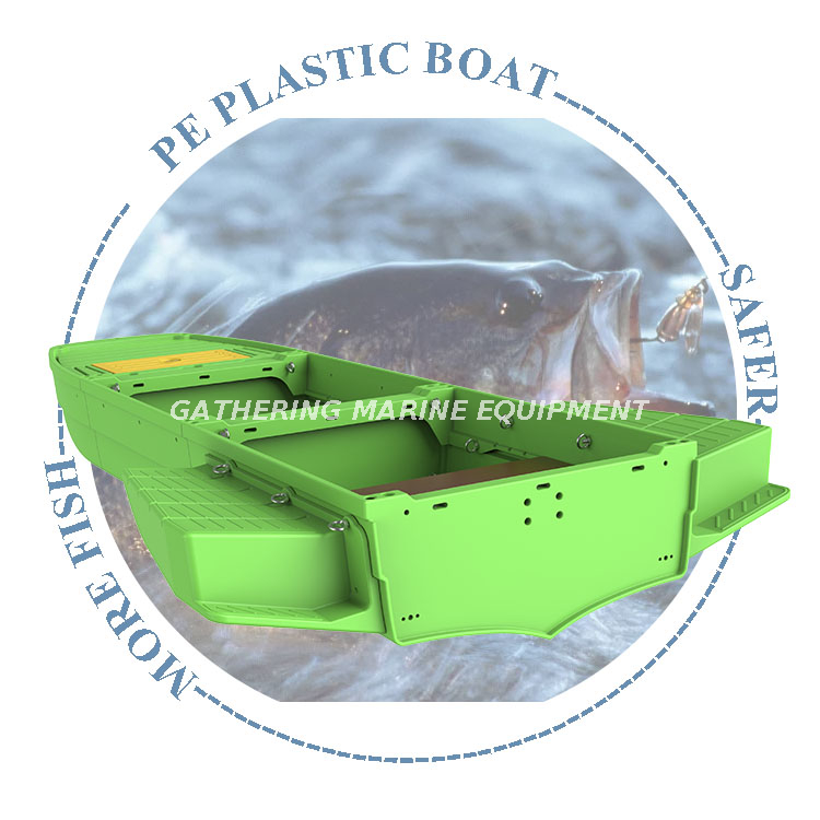 Bote de pesca de plástico verde/azul/gris de PE plegable bote de deportes de agua plegable